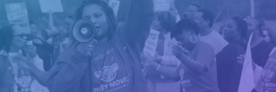 Workers rally for better working conditions.